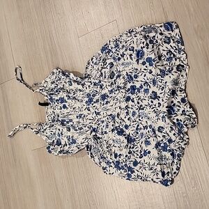 Floral Blue and White Women's Romper